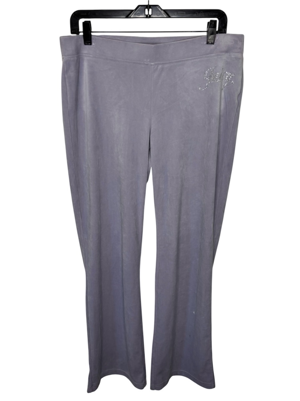 Vintage Juicy Couture Track Pants Womens Large Purple Velour Wide Leg Y2K Bling